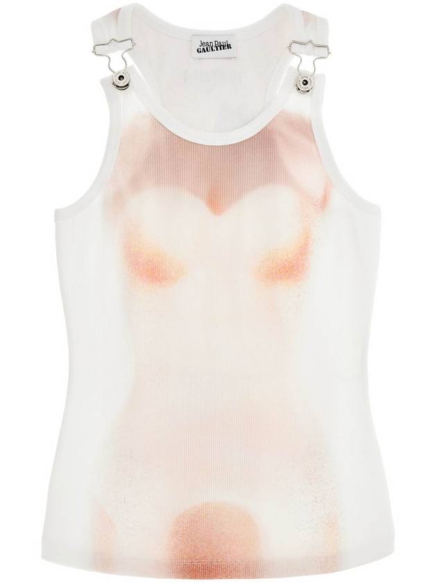 white cotton top with leather print le classique - JEAN PAUL GAULTIER - BALAAN 1