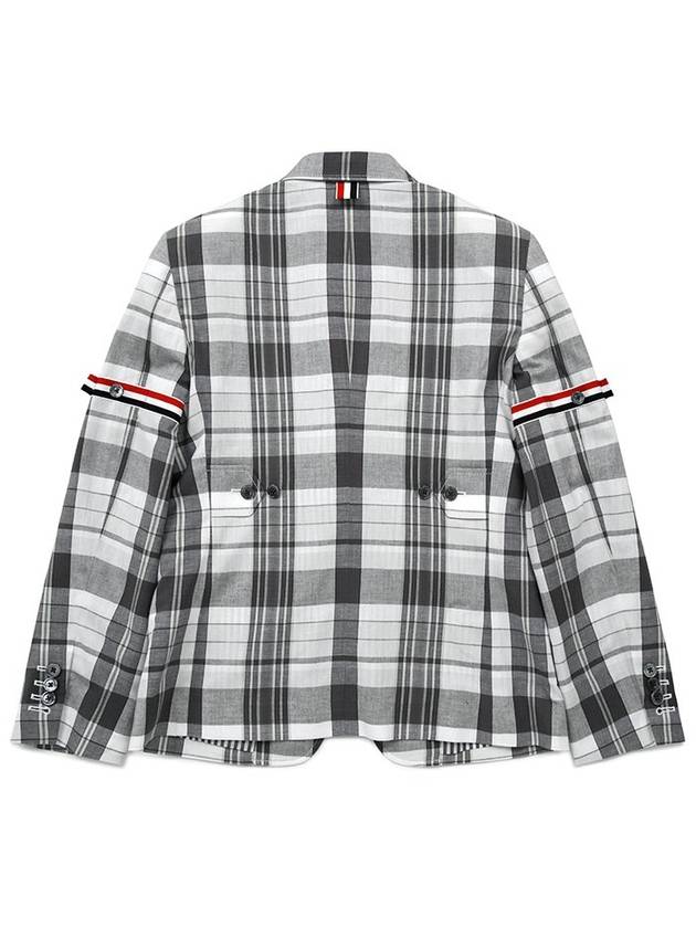 RWB Arm Banding Madras Check Jacket Med Grey - THOM BROWNE - BALAAN 3