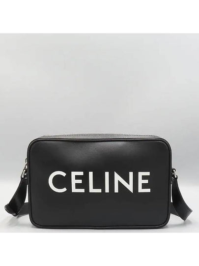 194503DOT Black Leather Logo Print Horizontal Messenger Medium Cross Bag - CELINE - BALAAN 2