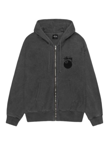 8 Ball Pigment Dyed Zip-Up Hoodie Black - STUSSY - BALAAN 1