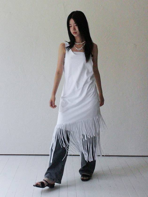 Layered Fringe Jersey Dress WHITE - RUBATI - BALAAN 3