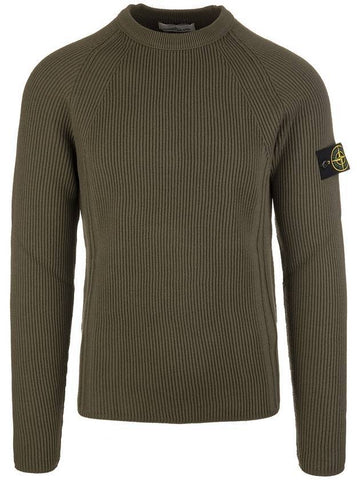 Wappen Patch Pullover Wool Knit Top Olive Green - STONE ISLAND - BALAAN 1