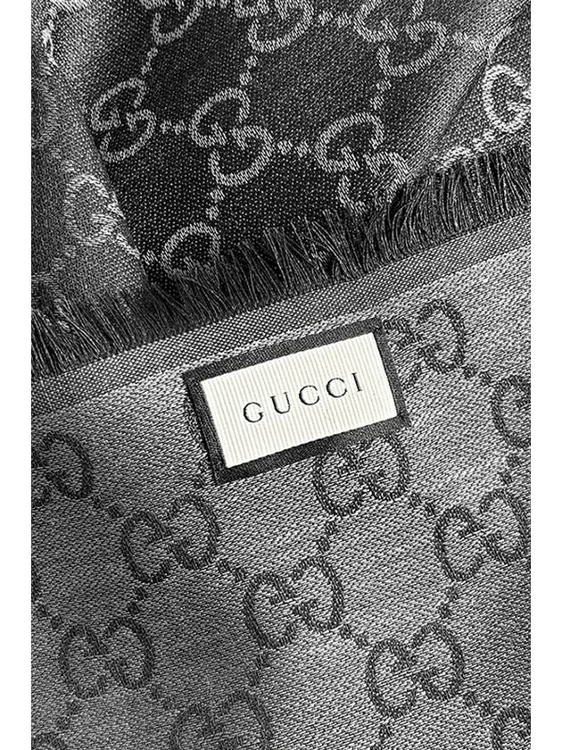 Wool Square Muffler GG Jacquard Black Gray 281942 Gift Wrapped - GUCCI - BALAAN 3