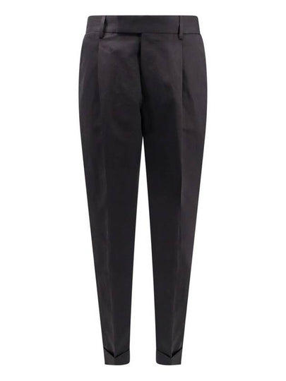 Cotton Linen Straight Pants Black - PT TORINO - BALAAN 2