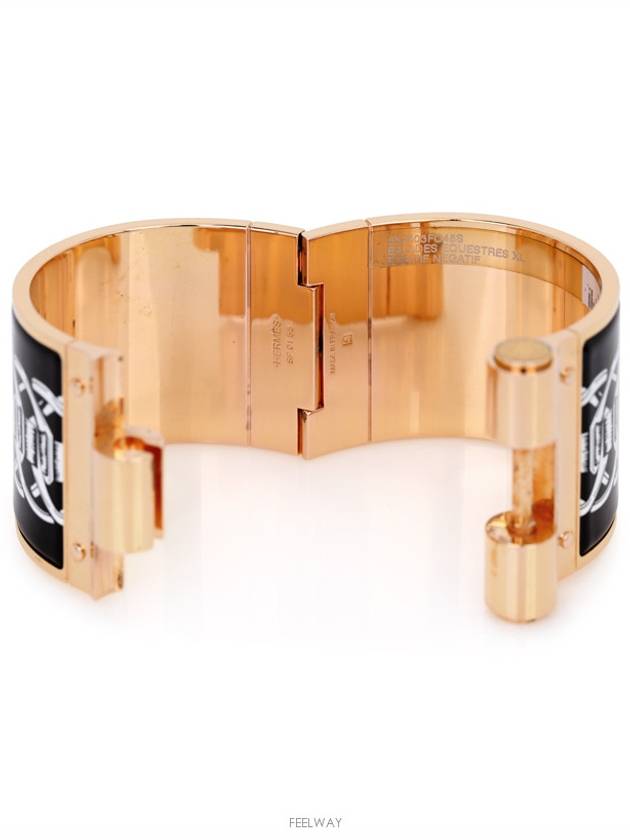 Enamel Hinged Bracelet Bangle Rose Gold Black Ashu - HERMES - BALAAN 4