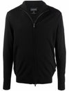 Men's Wool Zip-Up Cardigan Black - EMPORIO ARMANI - BALAAN 1