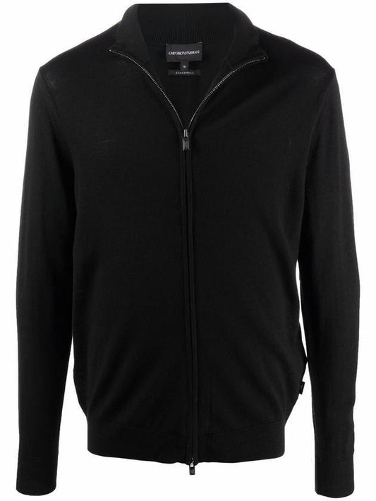 Men's Wool Zip-Up Cardigan Black - EMPORIO ARMANI - BALAAN 1