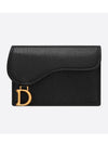 Saddle Bloom Goatskin Flap Card Wallet Black - DIOR - BALAAN 3