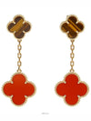 Van Cleef Arpels Magic Alhambra Earrings 2 Motif Yellow Gold Carnelian Tiger s Eye 74151 - VANCLEEFARPELS - BALAAN 1