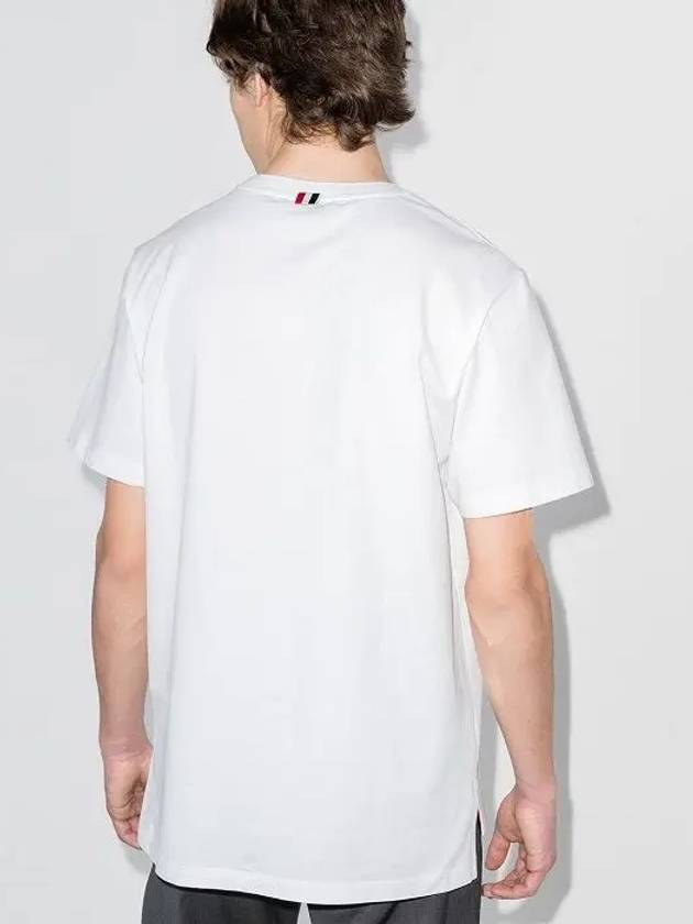 Men's Side Slit Relaxed Short Sleeve T-Shirt White - THOM BROWNE - BALAAN 7