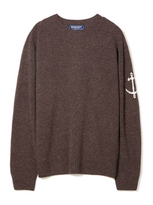 Wholegarment merino wool sweater brown - GUERNSEY WOOLLENS - BALAAN 1