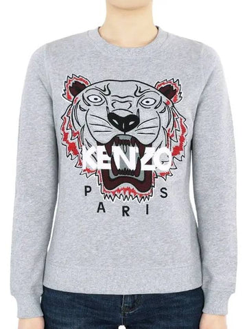 16 F W Women's Tiger Embroidery Sweatshirt Gray 2SW705 4XJ 93 - KENZO - BALAAN 1