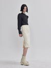 Rai Tweed Boning Slim Line Skirt Ivory - LIE - BALAAN 5