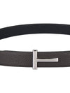 Silver Hardware T Logo Reversible Leather Belt Brown - TOM FORD - BALAAN 8