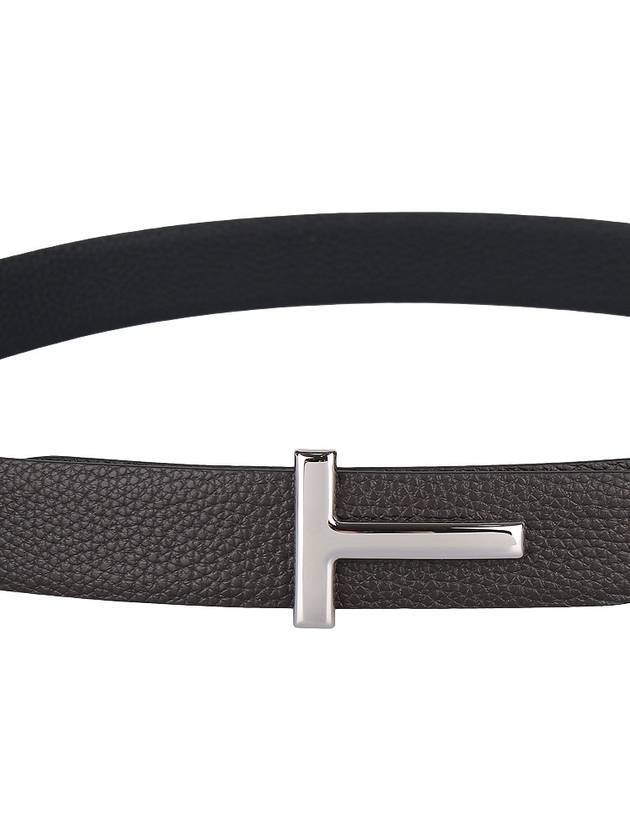 Silver Hardware T Logo Reversible Leather Belt Brown - TOM FORD - BALAAN 8