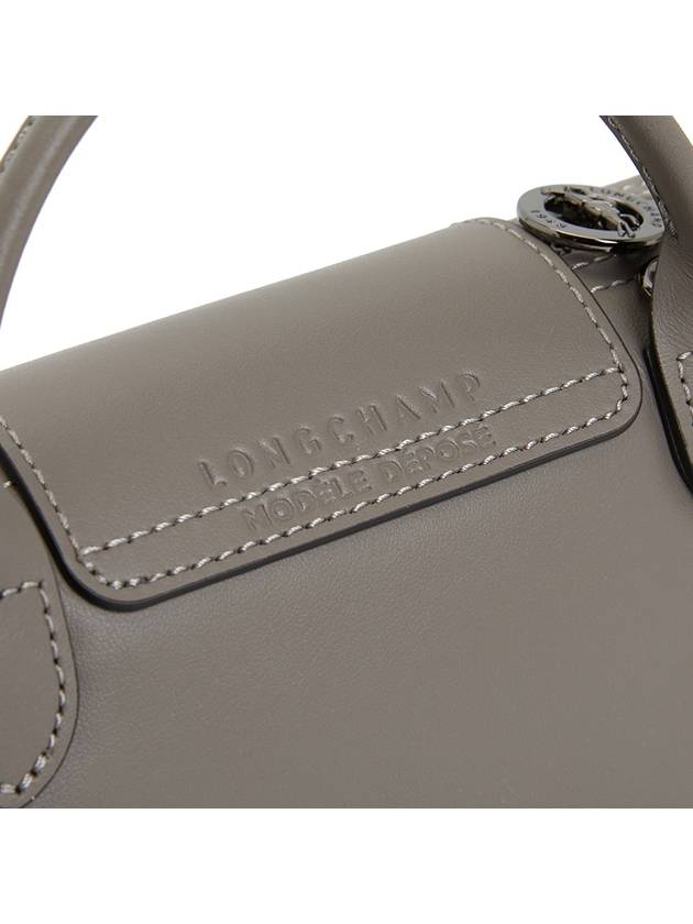 Le Pliage Logo Leather Tote Bag Grey - LONGCHAMP - BALAAN 9