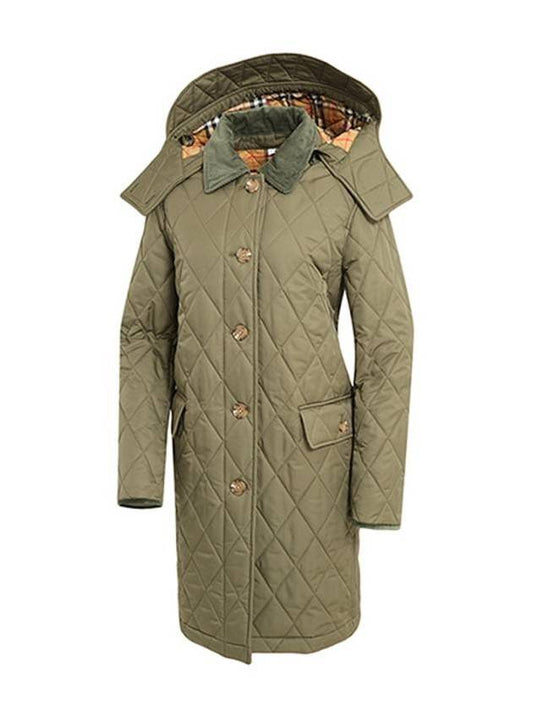 Dereham Long Quilted Parka Olive - BURBERRY - BALAAN 1