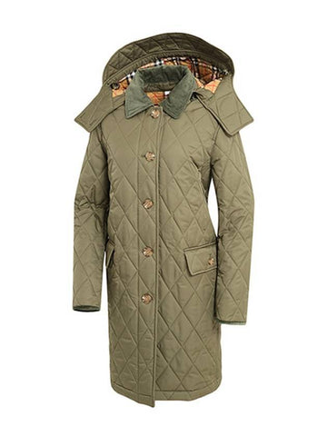 Dereham Long Quilted Parka Olive - BURBERRY - BALAAN 1