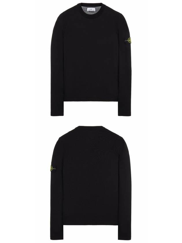 Logo Patch Crewneck Knit Top Black - STONE ISLAND - BALAAN 6