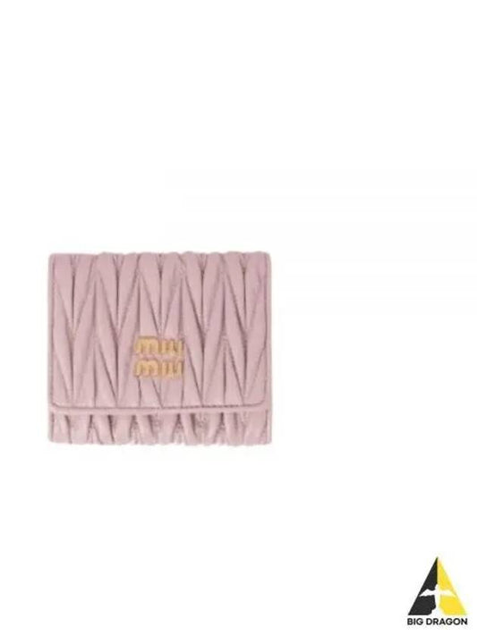 Matelasse Logo Nappa Leather Half Wallet Alabaster Pink - MIU MIU - BALAAN 2