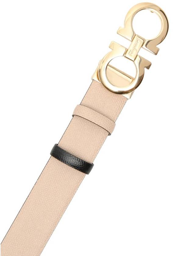 Gancini Reversible Leather Belt Black Macadamia - SALVATORE FERRAGAMO - BALAAN 4