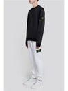 Men's Wappen Patch Round Cotton Nylon Fleece Sweatshirt Black - STONE ISLAND - BALAAN 4