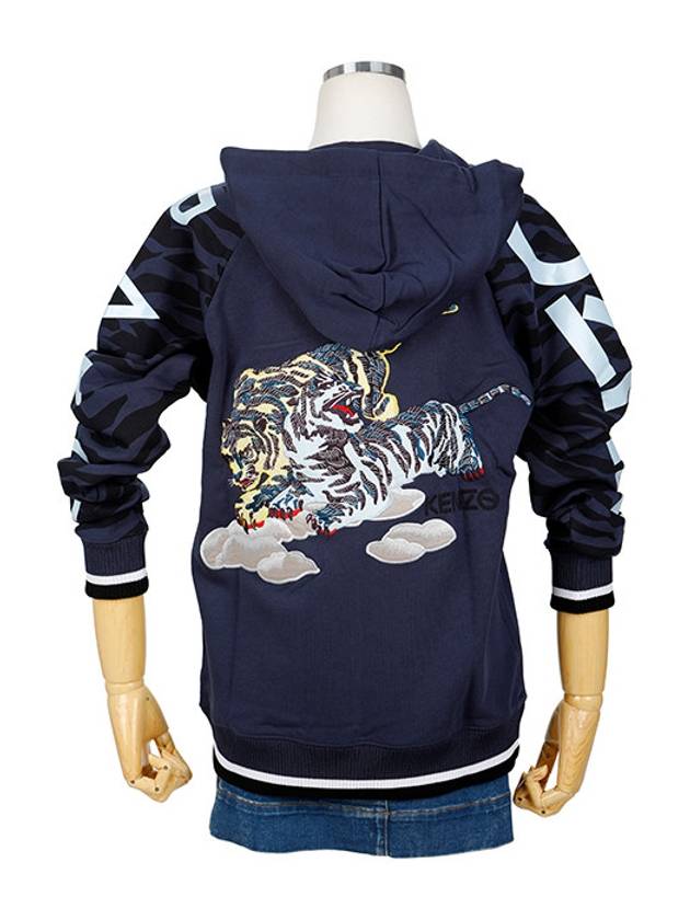 2SW875 4XC 77 Tiger Drawstring Navy Hoodie - KENZO - BALAAN 1