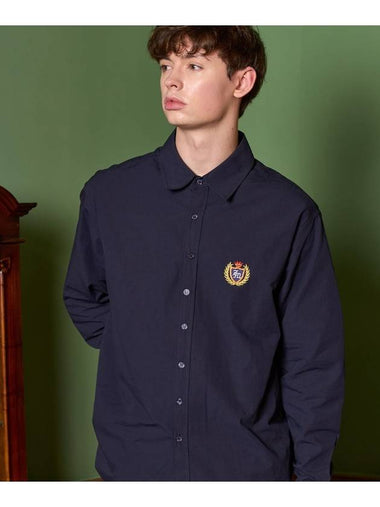 Overfit Cotton Shirts Navy - ZIZEMUSEUM - BALAAN 1