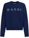 Floral Logo Print Sweatshirt Blue - MARNI - BALAAN 3