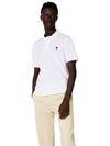 Small Heart Logo Polo Shirt White - AMI - BALAAN 3