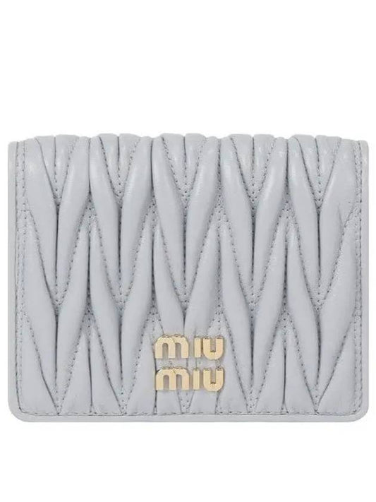 Matelasse Leather Half Wallet Sky Blue - MIU MIU - BALAAN 2