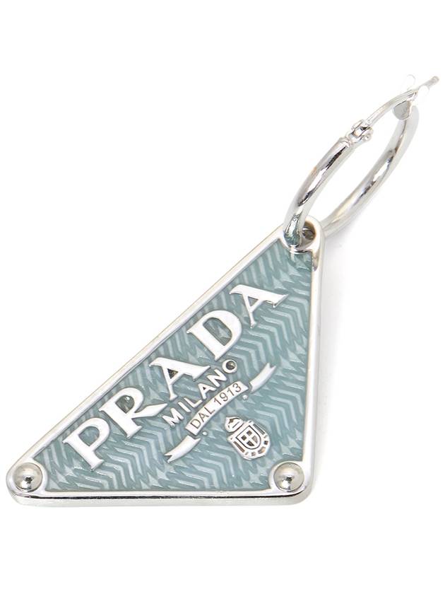 Women's Triangle Logo Earrings Blue - PRADA - BALAAN 7