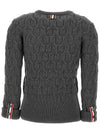 Merino Crisscross Cable Stitch Crewneck Knit Top Grey - THOM BROWNE - BALAAN 5