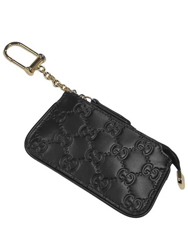 Ssima Signature Leather Keyring Chain Coin Wallet Black - GUCCI - BALAAN 3