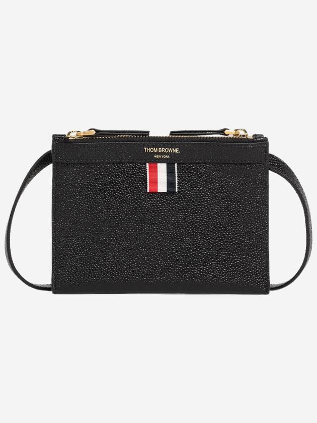 Document Holder Pebble Grain Leather Mini Cross Bag Black - THOM BROWNE - BALAAN 2