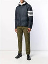 Matte Nylon 4-Bar Stripe Downfill Quilted Hoodie Padding Navy - THOM BROWNE - BALAAN 3