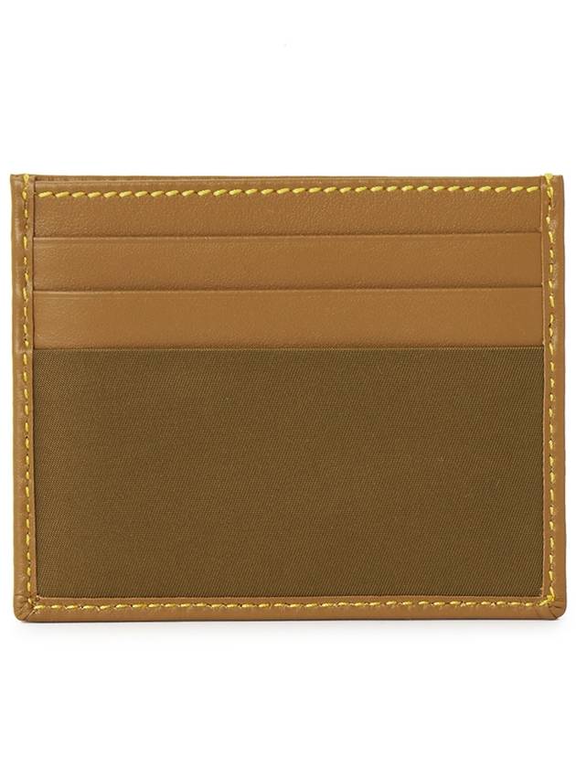 Two-Tone Leather Nylon Card Wallet Brown - PRADA - BALAAN 3