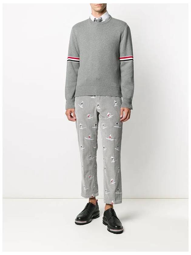 Men's Milan Stitch Armband Crew Neck Knit Top Light Grey - THOM BROWNE - BALAAN 4