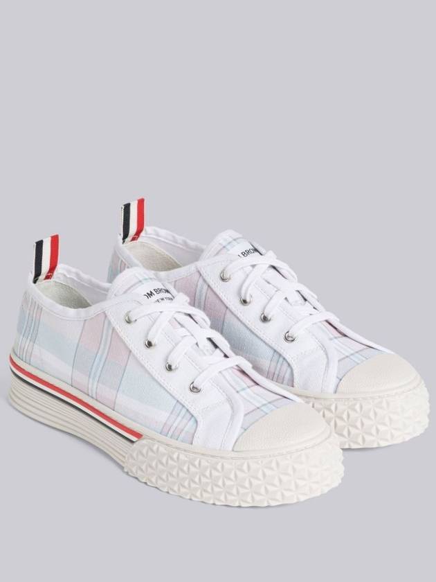 Women's Madras Canvas Collegiate Low Top Sneakers Light Pink - THOM BROWNE - BALAAN 7