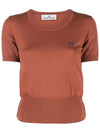 Women's ORB Logo Bea Wool Knit Top Brown - VIVIENNE WESTWOOD - BALAAN.