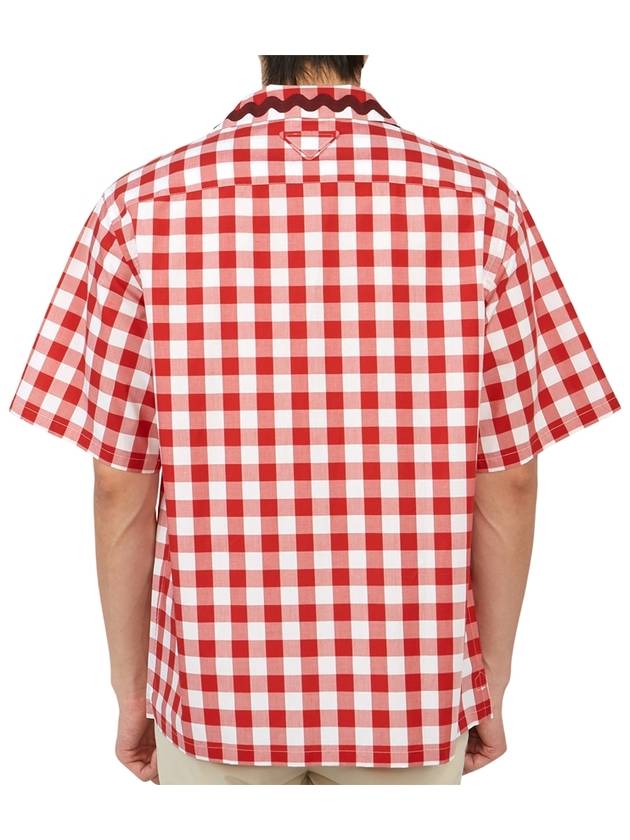 Check Short Sleeve Shirt Red - PRADA - BALAAN 6