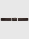 Rectangular Leather Buckle Belt Dark Brown - GUCCI - BALAAN 2