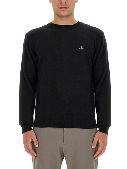 Logo Crew Neck Wool Knit Top Black - VIVIENNE WESTWOOD - BALAAN 2