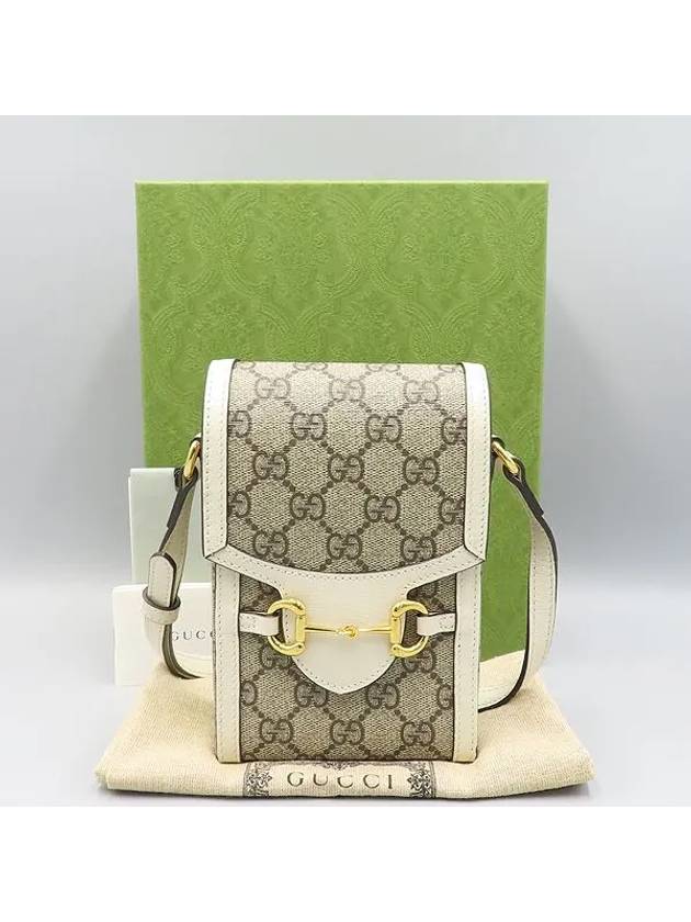 625615 White leather trim horsebit 1955 mini cross bag - GUCCI - BALAAN 1