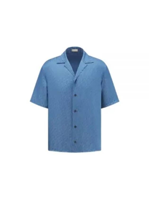 Oblique Cotton Jacquard Short Sleeve Shirt Blue - DIOR - BALAAN 2