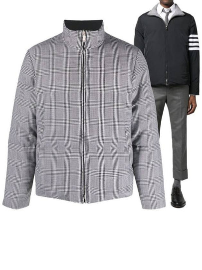 4 Bar Check Reversible Padded Jacket Black White - THOM BROWNE - BALAAN 2