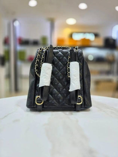 Duma Backpack Caviar Two Pocket Medium Gold AS3860 - CHANEL - BALAAN 2