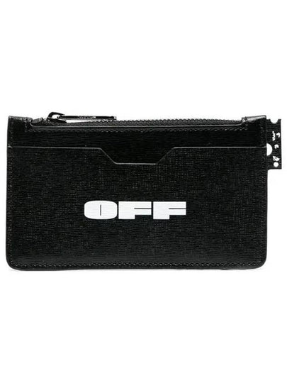 Logo Print Zipper Card Wallet Black - OFF WHITE - BALAAN 2