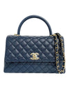 Coco Handle Caviar Medium Tote Bag Navy - CHANEL - BALAAN 1