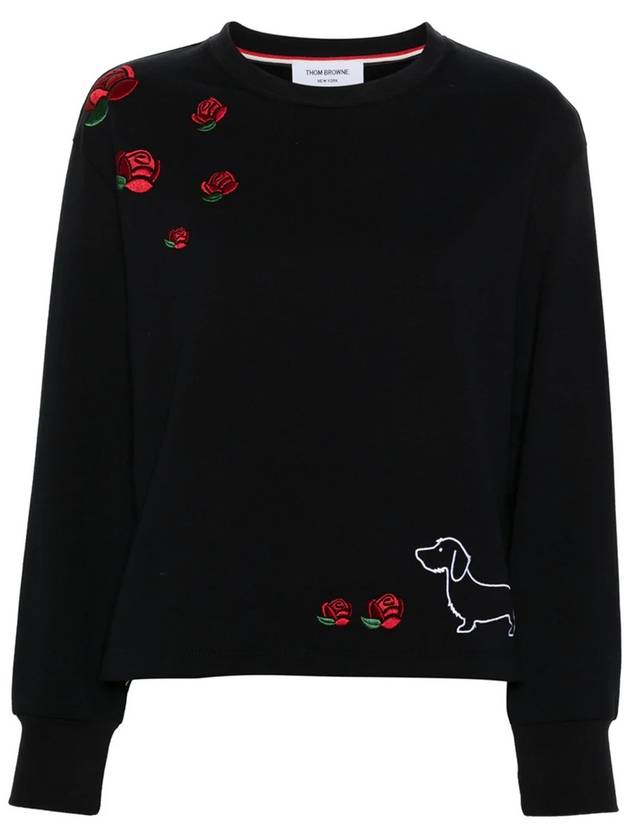 Loopback Hector Rose Oversized Crew Neck Cotton Sweatshirt Navy - THOM BROWNE - BALAAN 2